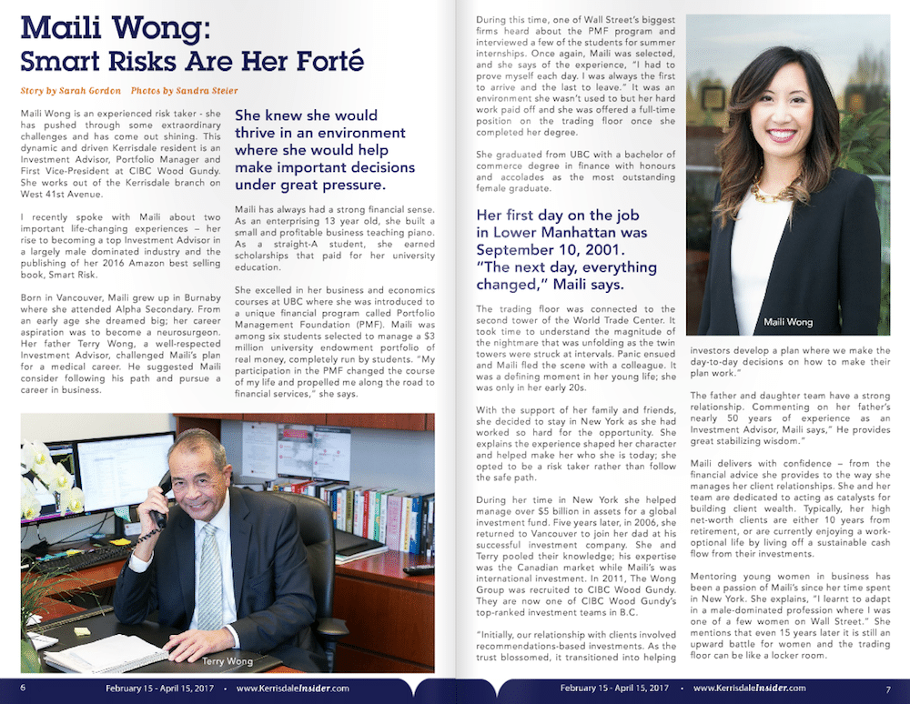 Maili Wong Feature in Kerrisdale Insider: Smart Risks are Her Forté