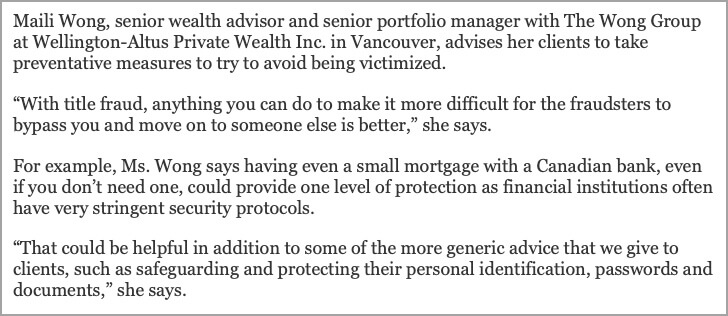 title fraud protection measures quote globe and mail
